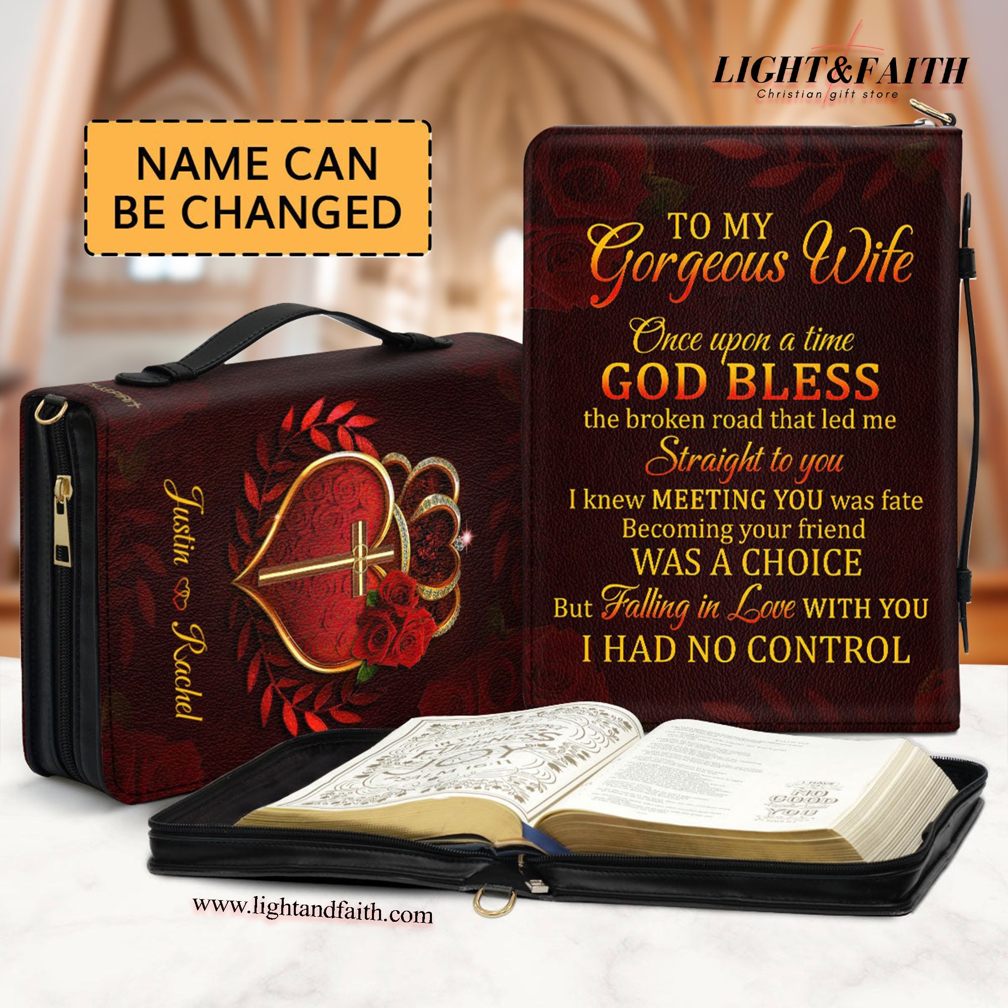 Meeting You Was Fate Leather Book Cover, Christian Valentine Gifts For Couple, Christian Gift, Bible Covers Jesus Gifts, Personalized Zippered Bible Cover With Handle